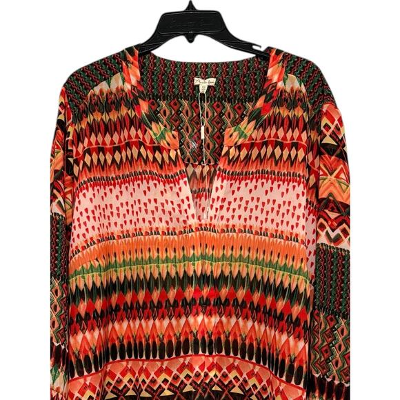 Antilia Femme 3X Boho Geometric Print Peasant Blouse Top Multicolor Flowy Tunic - Picture 4 of 8